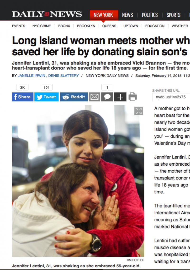 Мать спасла жизнь незнакомой девушки, отдав ей сердце своего погибшего сына
